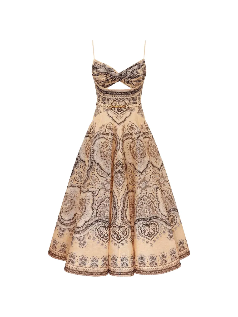 ZIMMERMANN Luna twist printed midi dress - Toni neutri