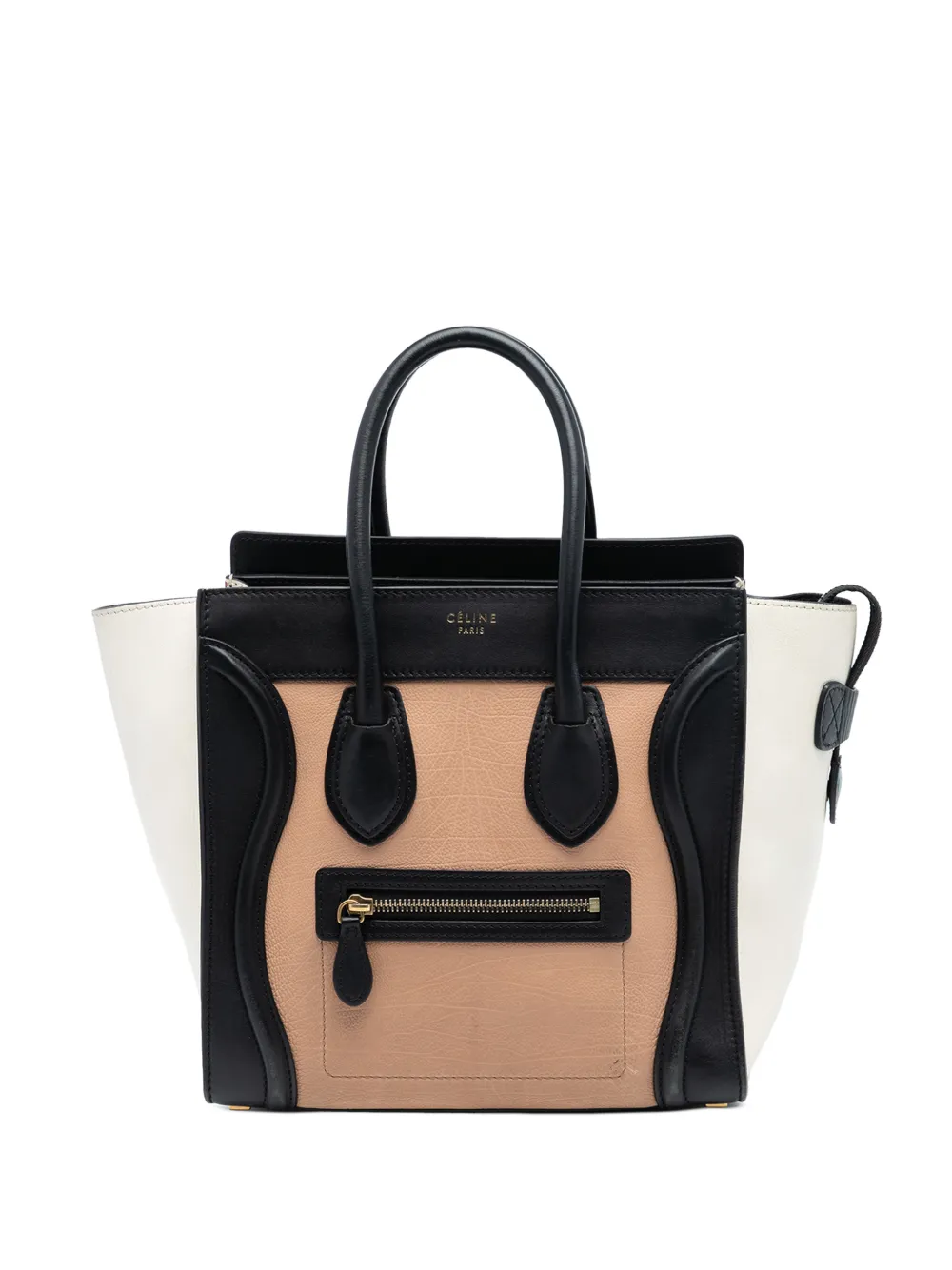 Celine Pre-Owned 2013 Micro Tricolor Leather Luggage Tote handbag - Brown