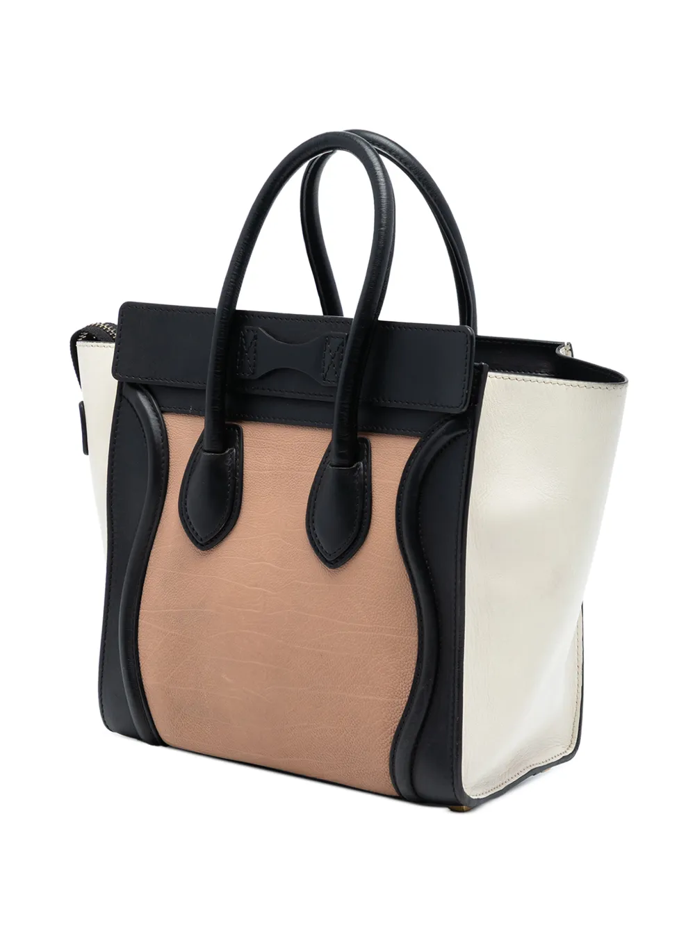 2013 Micro Tricolor Leather Luggage Tote Handbag
