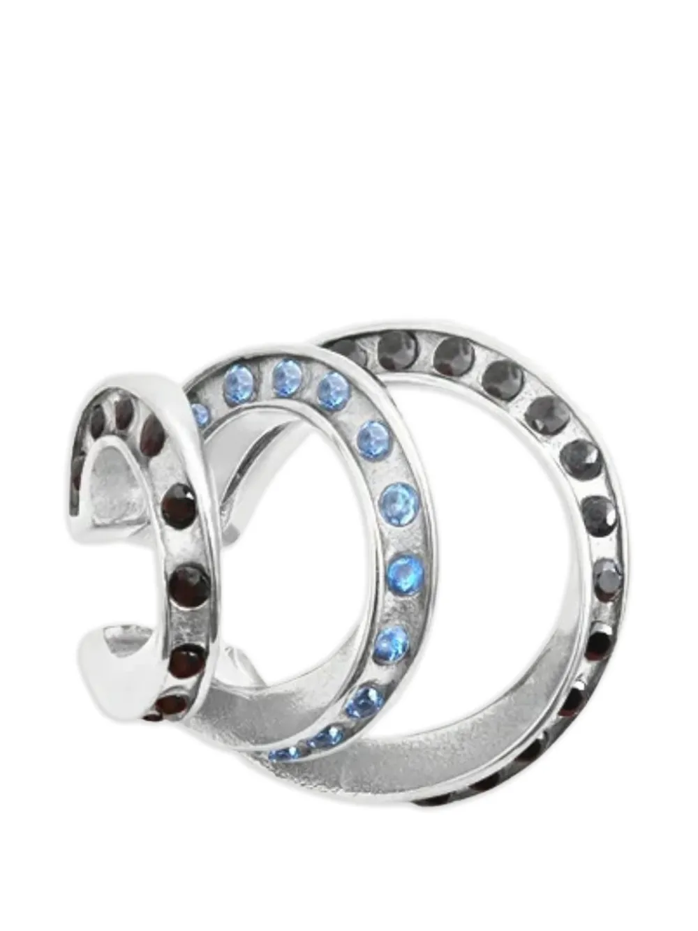 YPARIS Star G aquamarine black steel ring - Silver