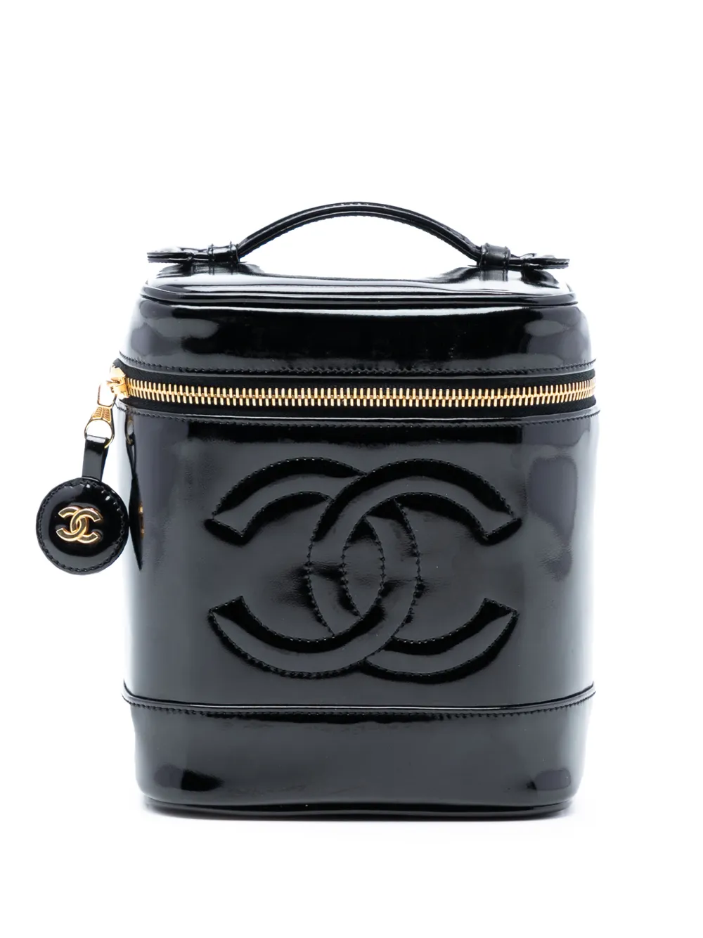 CHANEL Pre-Owned 1996-1997 CC Patent vanity bag - Nero