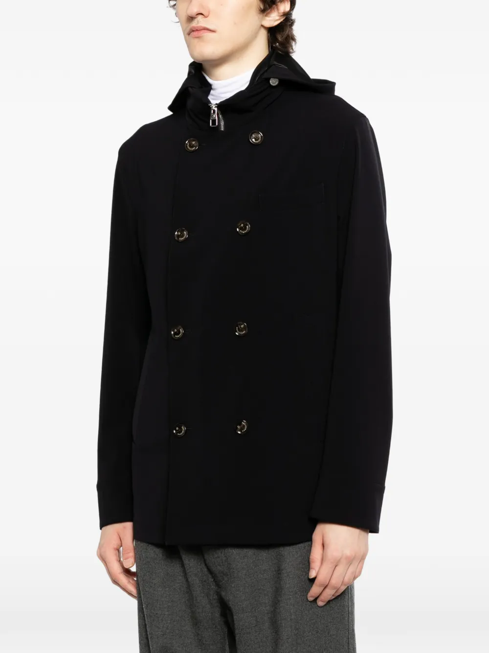  Montecore Double-breasted Hooded Jacket - Black 