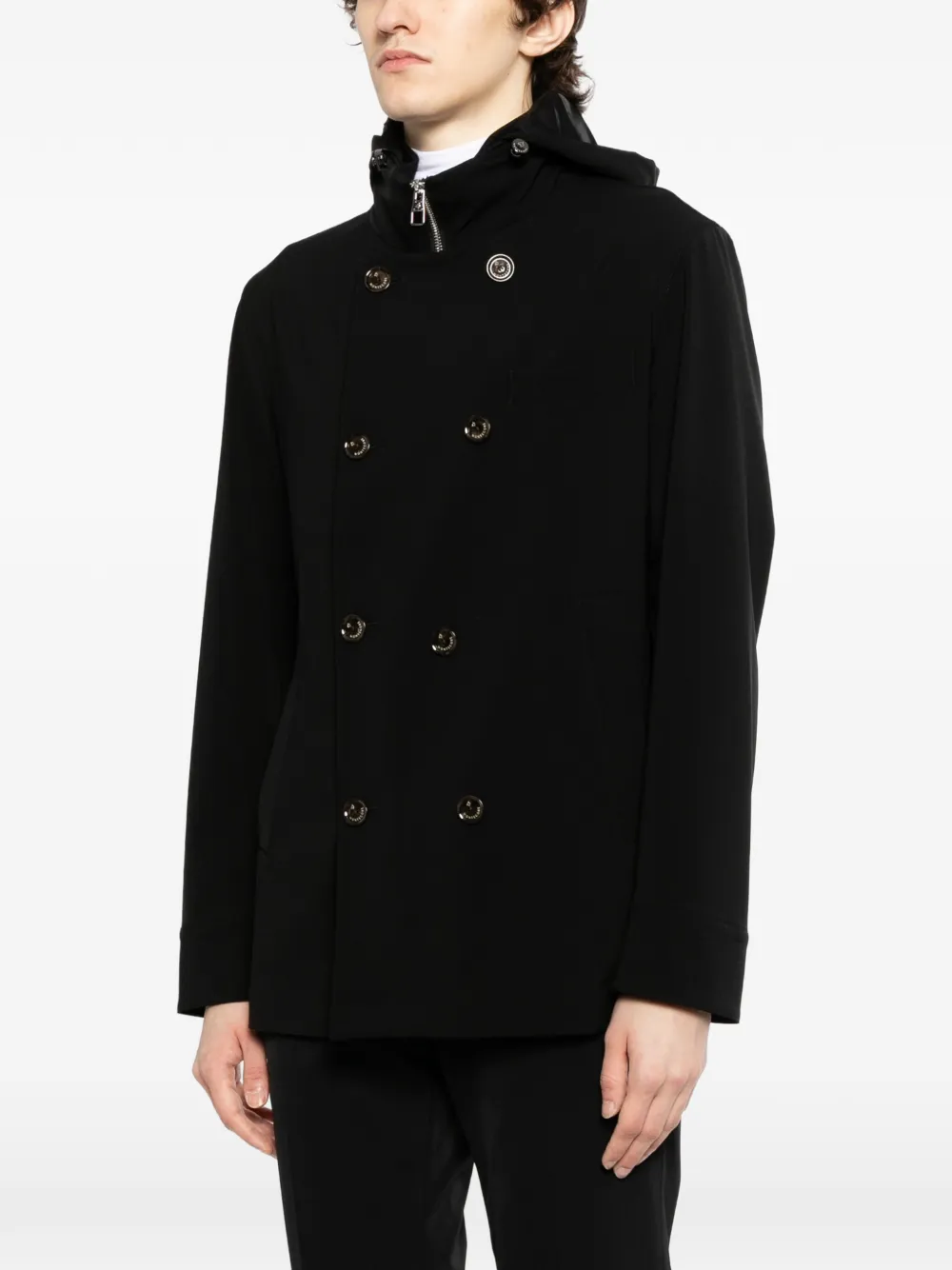  Montecore Double-breasted Hooded Jacket - Black 