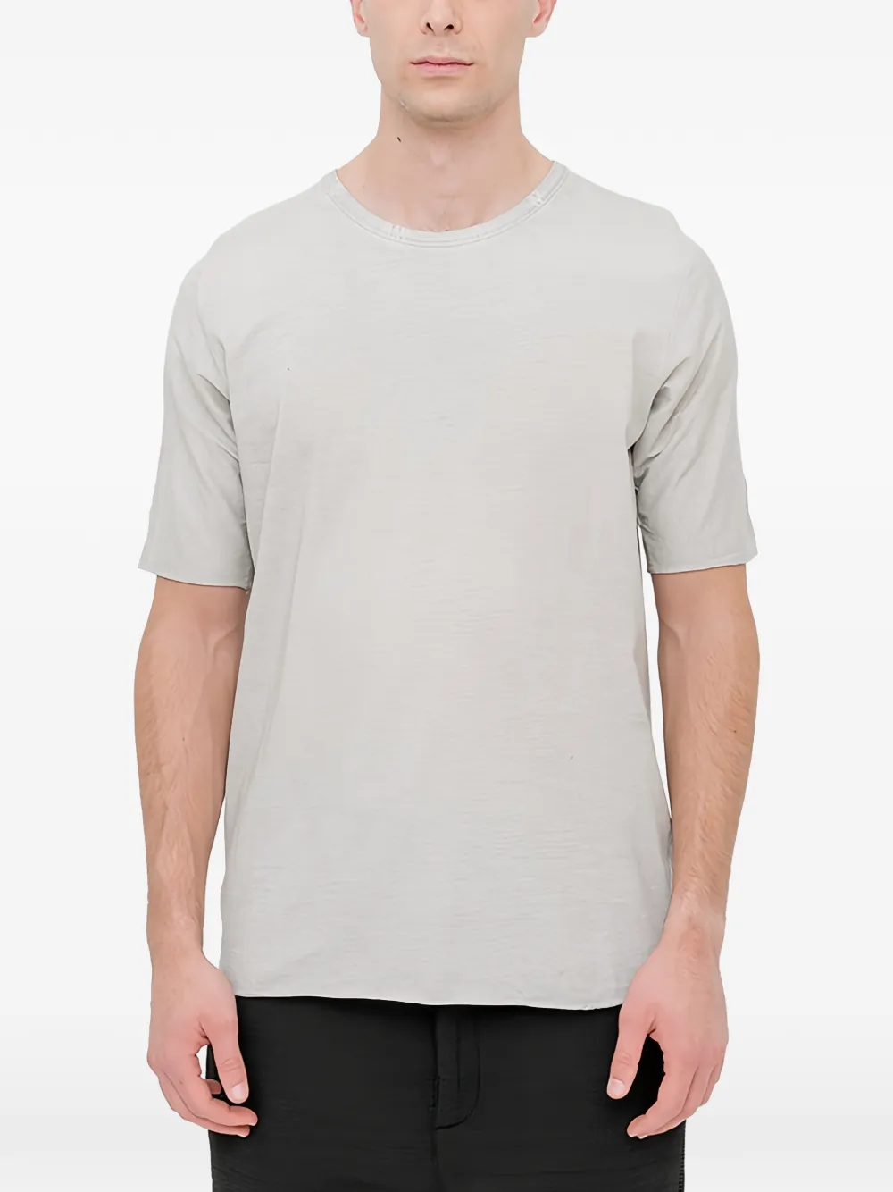 69 BY ISAAC SELLAM leather-trimmed jersey t-shirt - Grigio