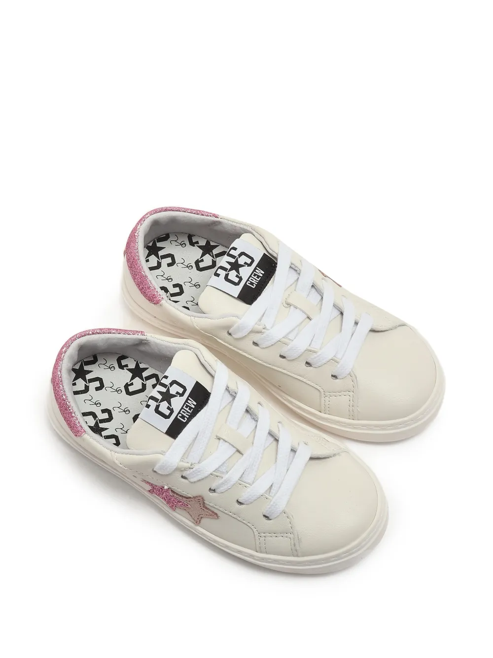 2 Star Kids Sneakers verfraaid met glitter Beige