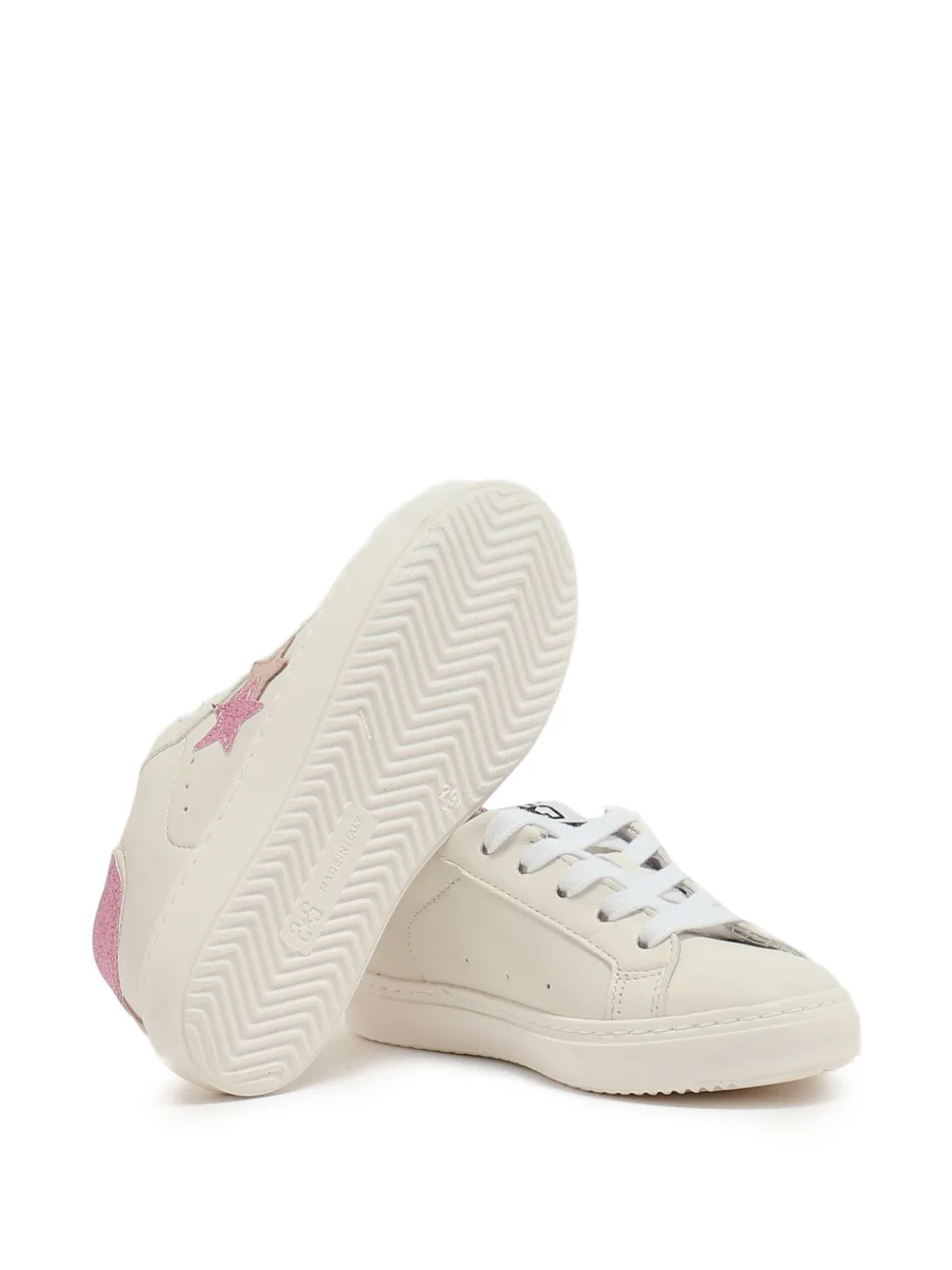 2 Star Kids Sneakers verfraaid met glitter Beige