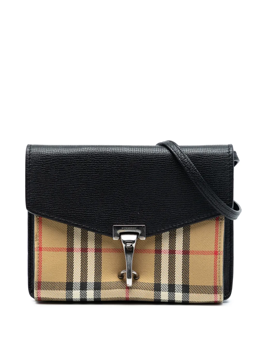 Burberry Pre-Owned 2000-2025 Small Leather and House Check Canvas Derby Macken crossbody bag - Marrone