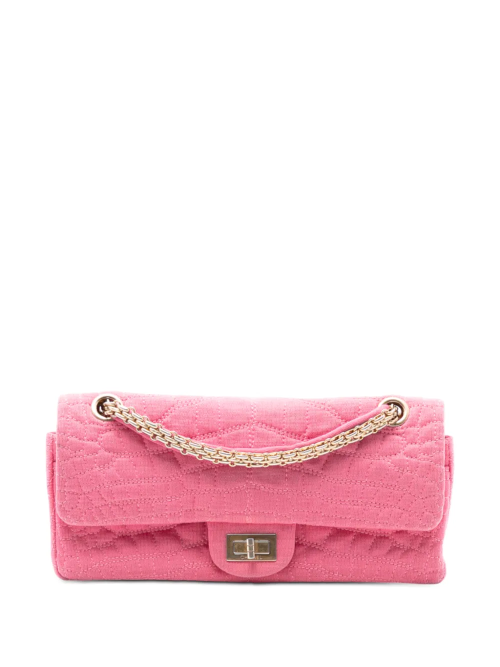 CHANEL Pre-Owned 2006-2008 Croc Quilted Jersey Reissue 2.55 East West Double Flap shoulder bag - Rosa