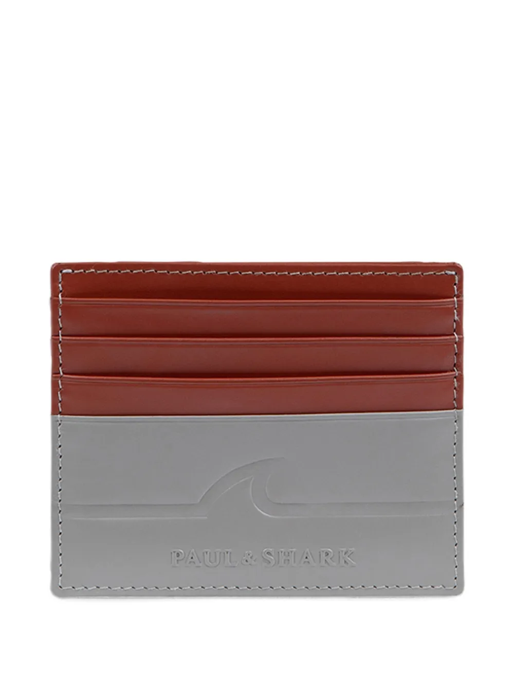 Paul & Shark fin-embossed leather card holder - Marrone