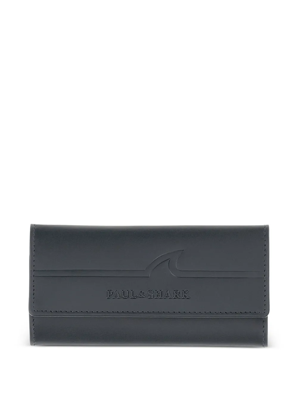 Paul & Shark fin-embossed leather keychain - Blau