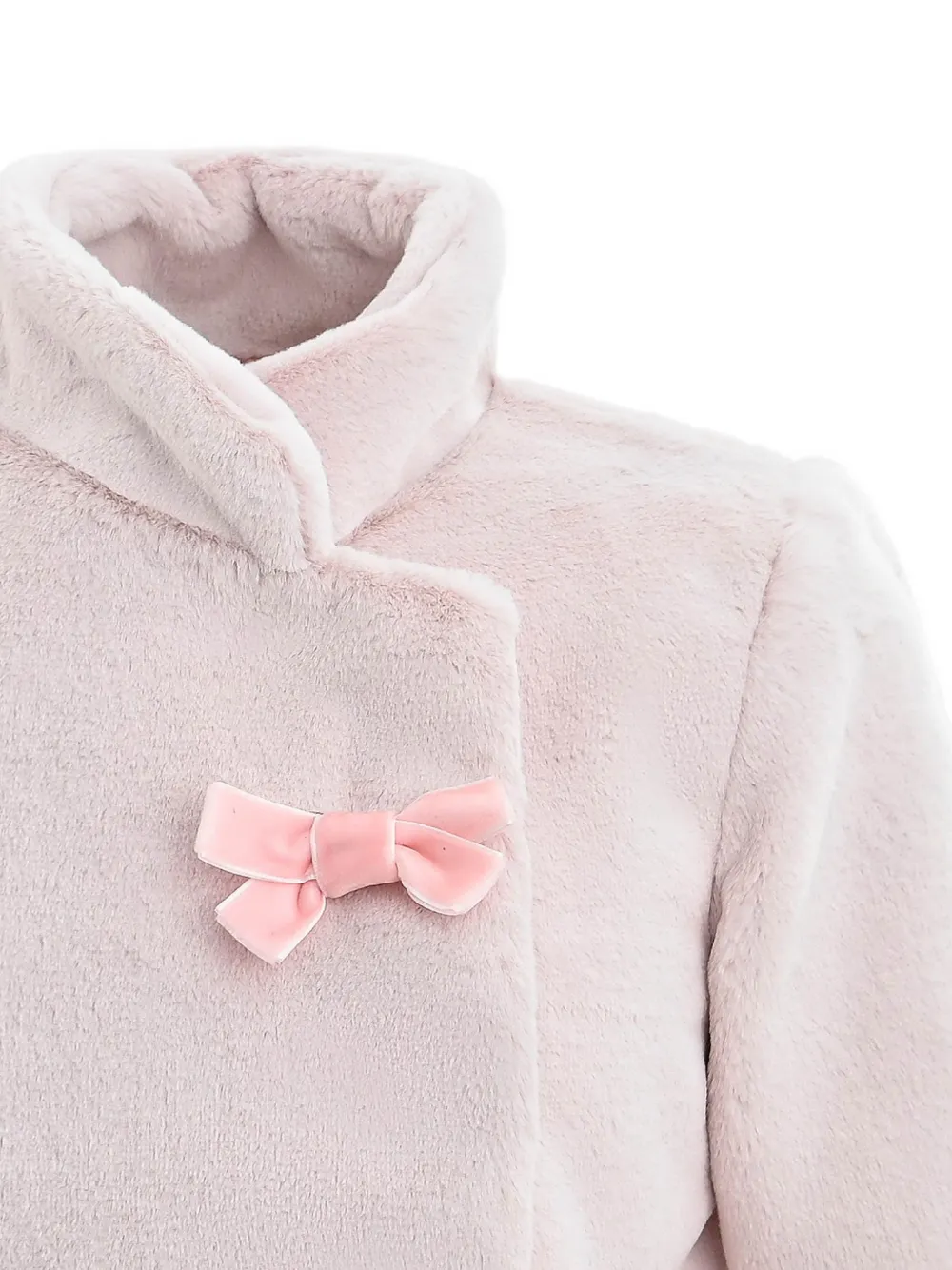  Tulleen Plush Asymmetrical Bow Coat - Pink 