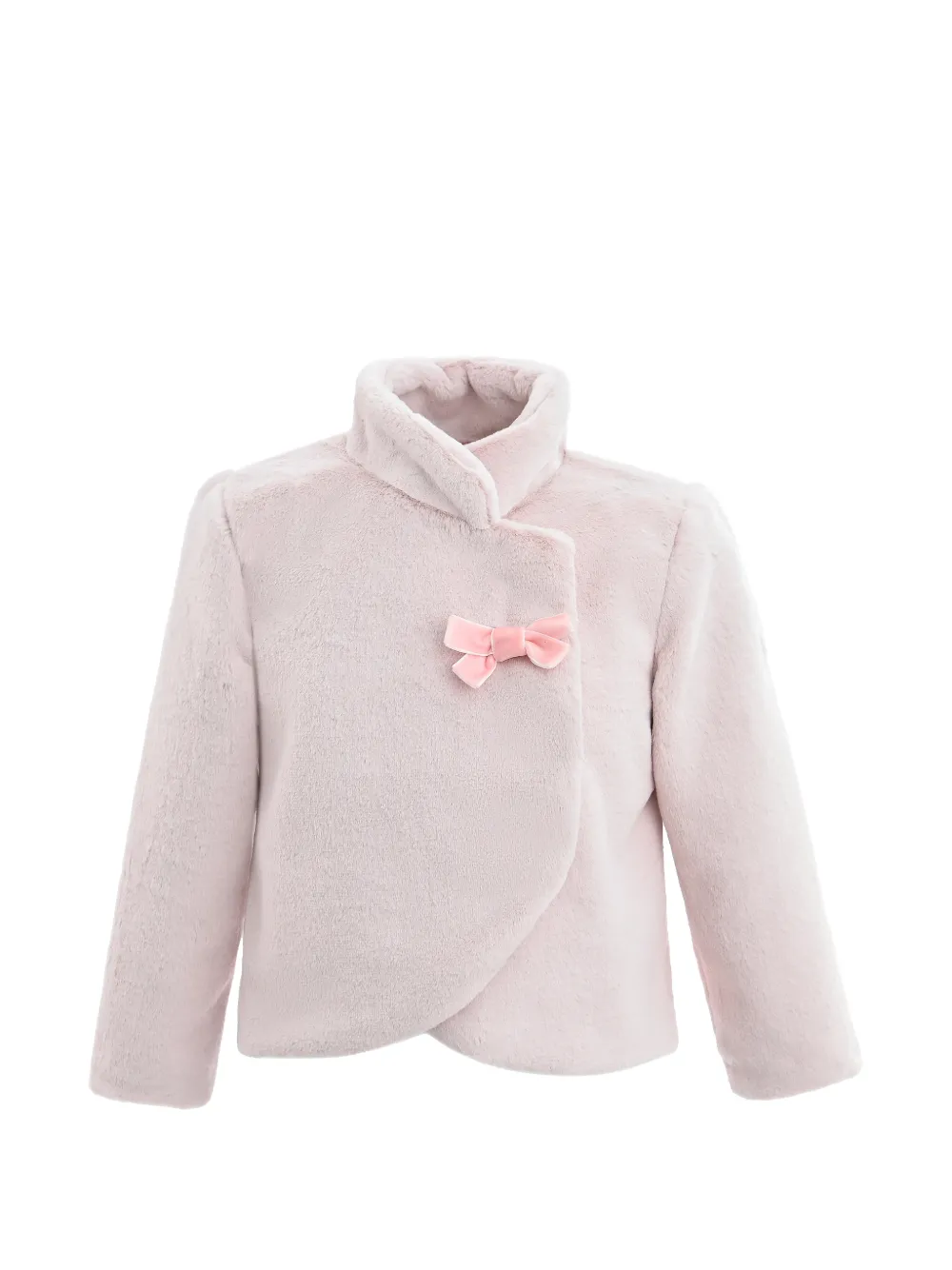 Tulleen plush asymmetrical bow coat - Rosa