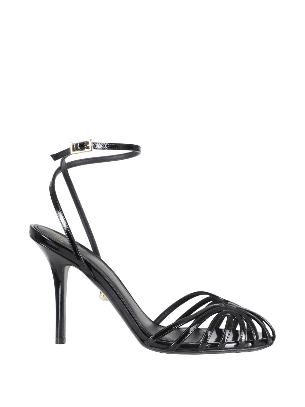 Alevì Ally Caged Ankle-strap Leather Pumps In Black