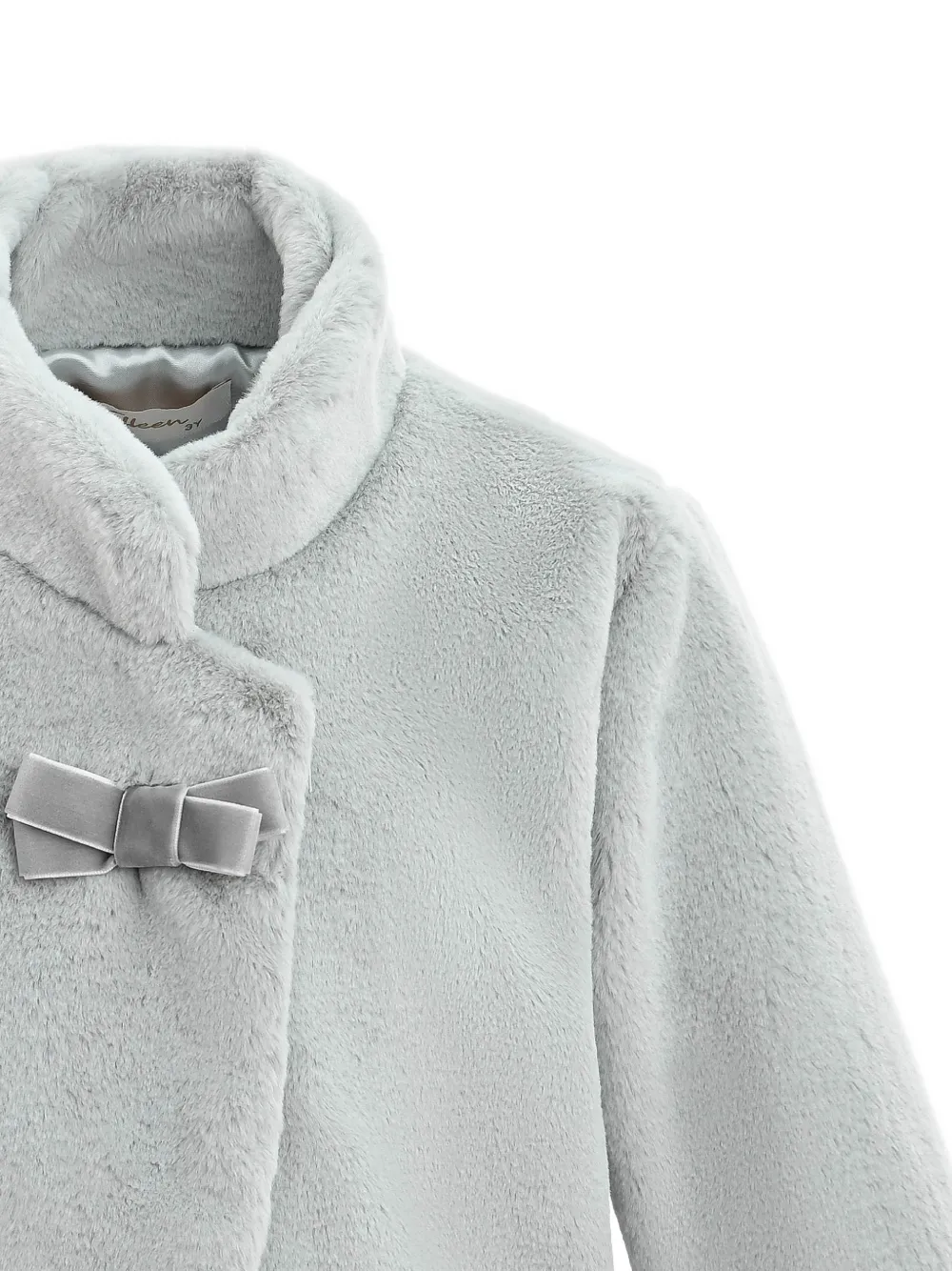  Tulleen Plush Asymmetrical Bow Coat - Grey 