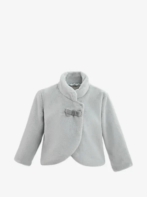 Tulleen plush asymmetrical bow coat