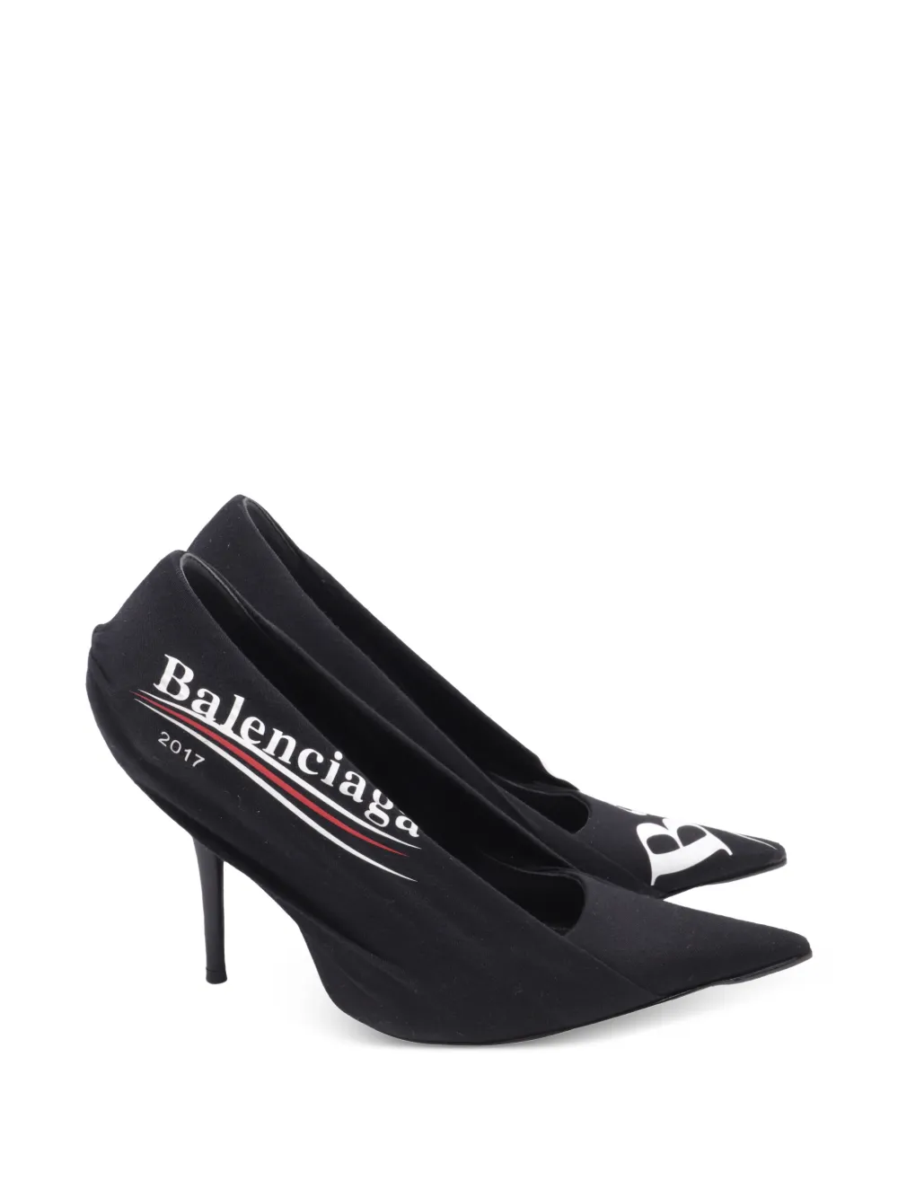 Balenciaga Pre-Owned logo-print pointed pumps - Nero