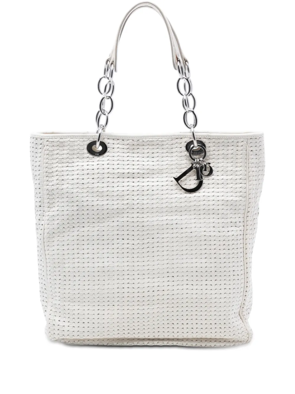 Christian Dior Pre-Owned 2008 Large Woven Lambskin Lady Dior Soft Shopping tote bag - Bianco