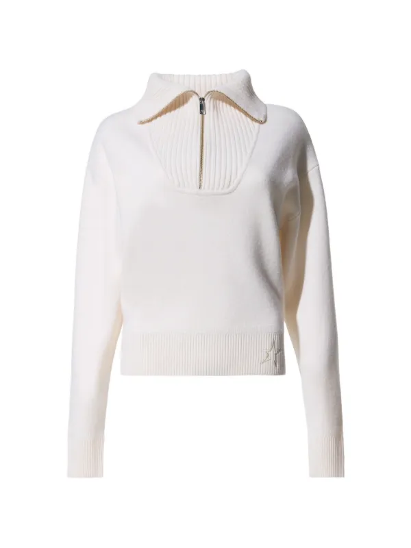 Perfect Moment Half Zip Ribbed Top in Neutrals