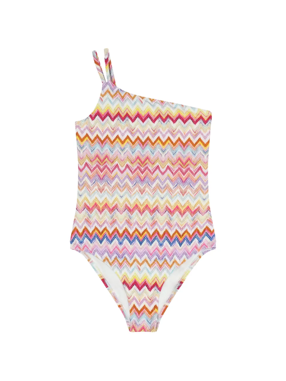 Missoni Kids one-shoulder zig-zag swimsuit - Bianco