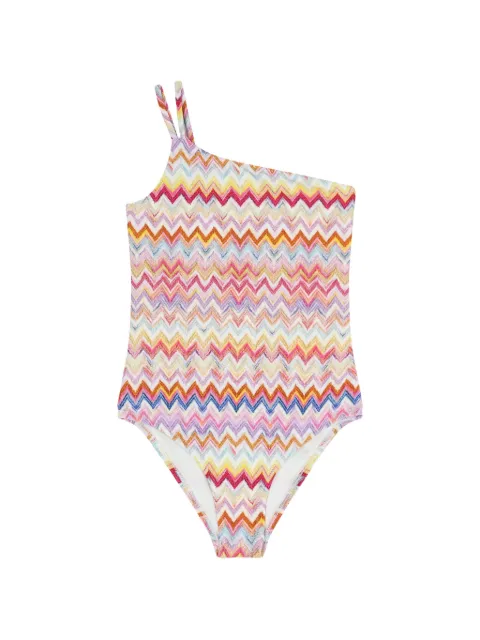Missoni Kids one-shoulder zig-zag swimsuit