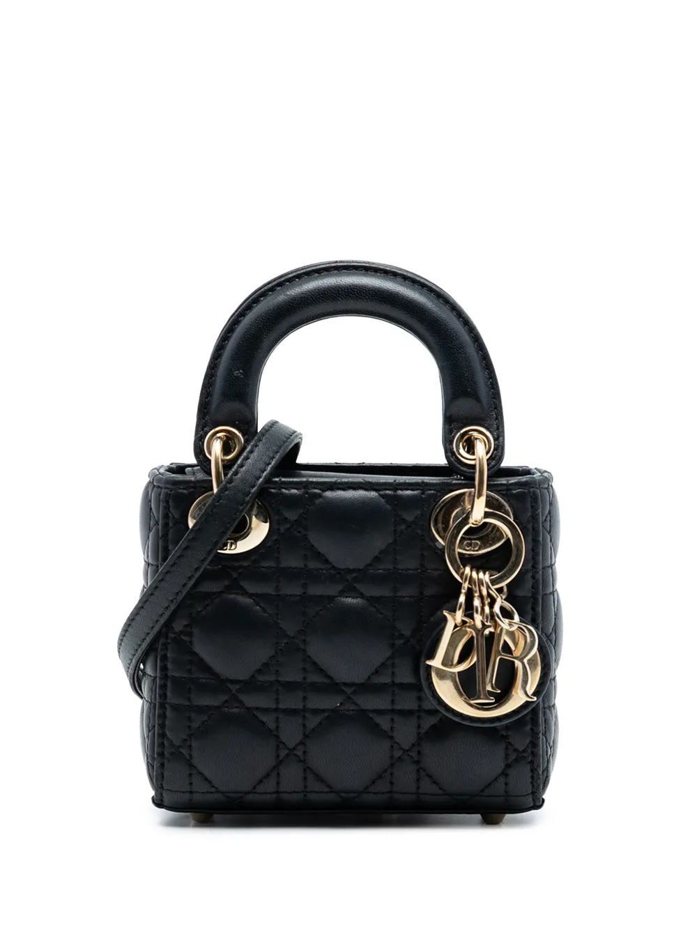 Christian Dior Pre-Owned 2021 Micro Lambskin Cannage Lady Dior satchel - Schwarz