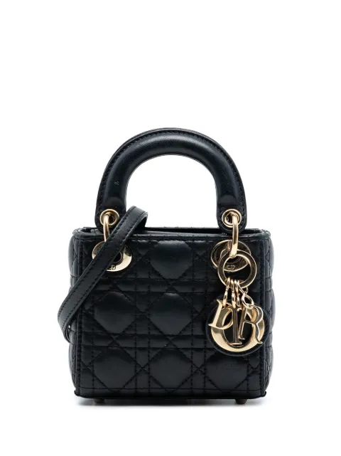 Christian Dior Pre-Owned bolsa satchel Lady Dior micro de piel de cordero y lona Cannage 2021