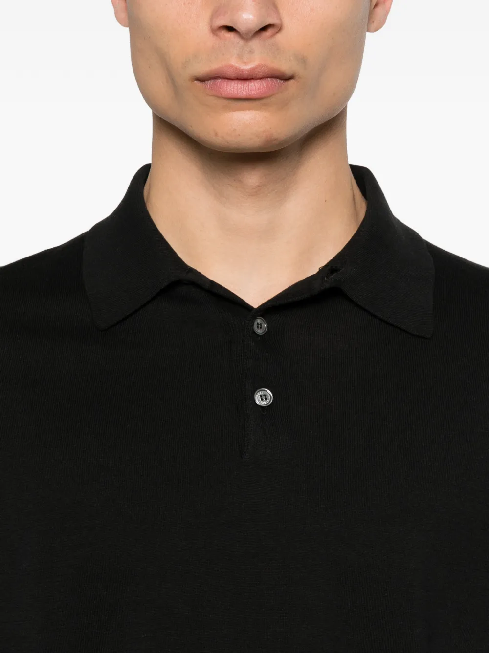 Fedeli Poloshirt met knopen Zwart