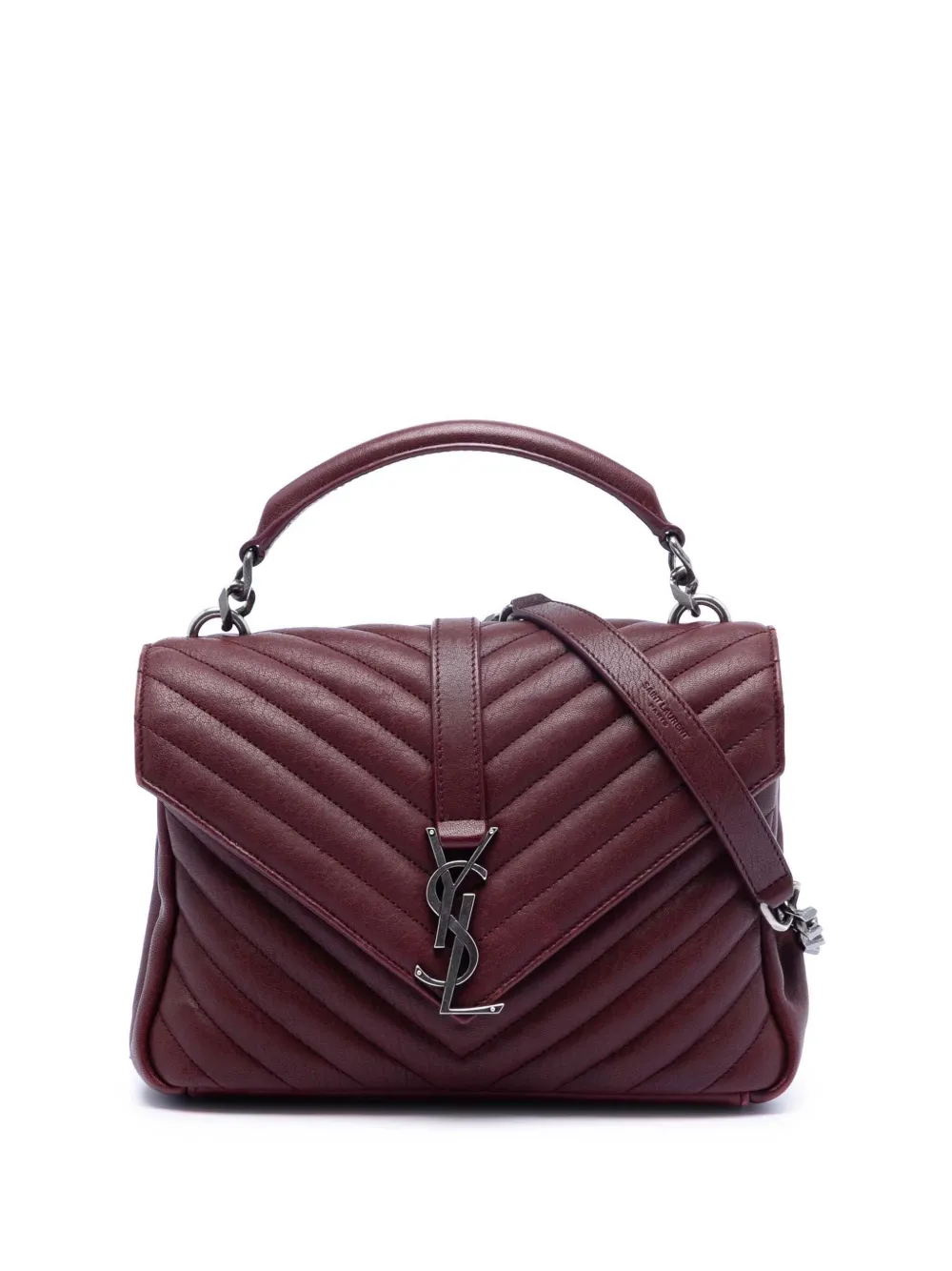 Saint Laurent Pre-Owned 2016 Medium Chevron Sheepskin Monogram College satchel - Rosso