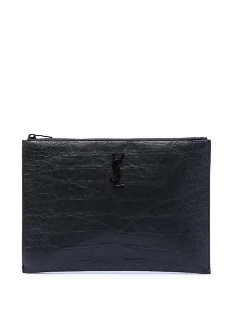 Saint Laurent Pre-Owned 2017 Croc Embossed Leather Monogram Document Holder clutch bag
