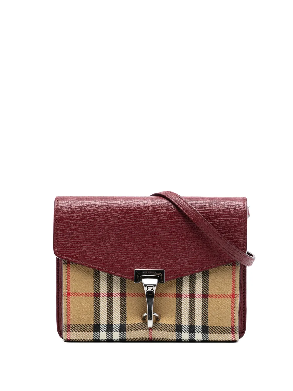 Burberry Pre-Owned 2010-2025 Small Leather and House Check Canvas Derby Macken crossbody bag - Rosso