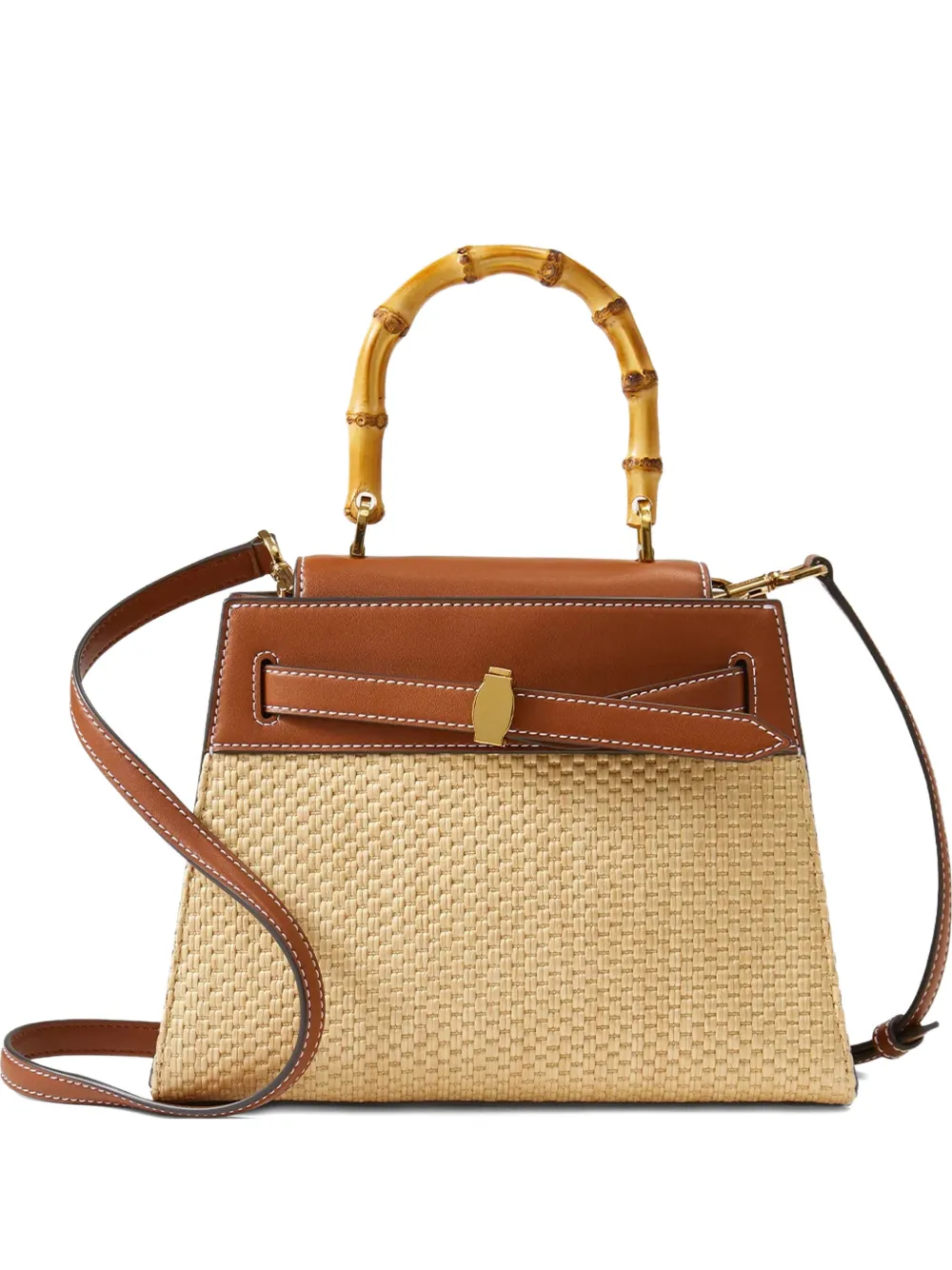 Veronica Beard bamboo-handle raffia tote bag - Toni neutri