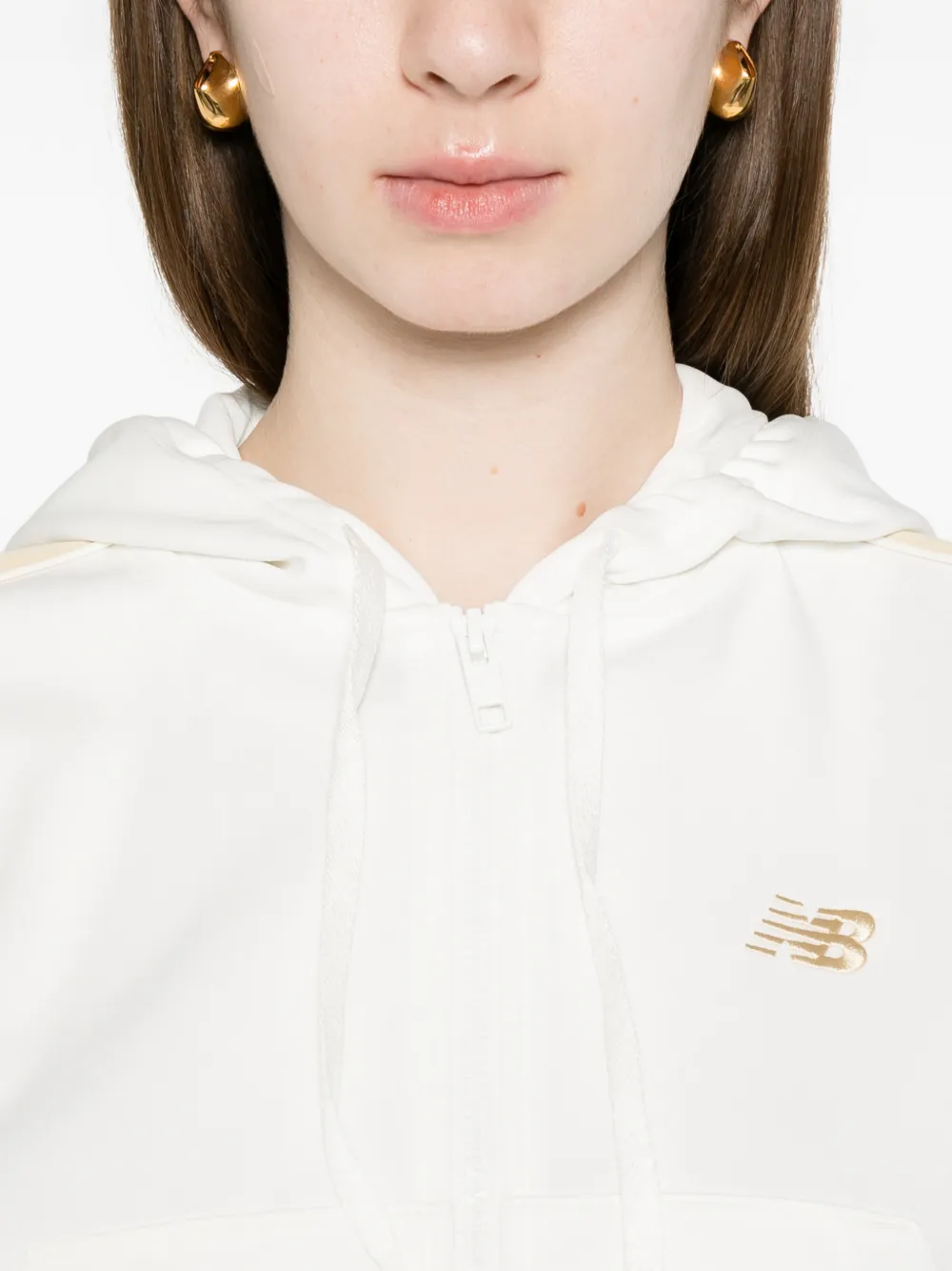 New Balance Gestreepte hoodie Wit