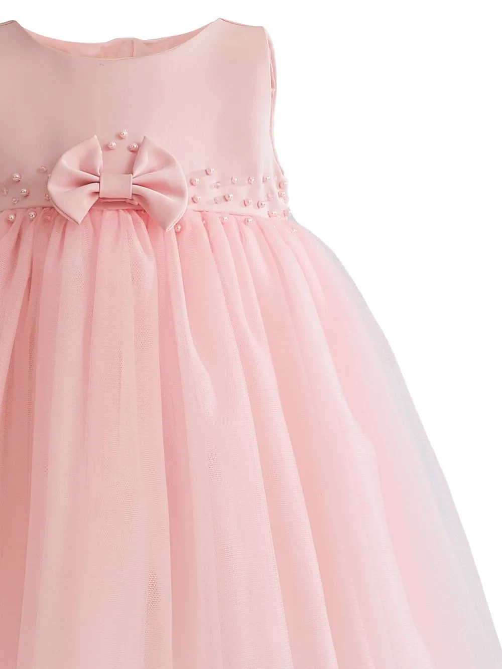 Tulleen Ovarelle avondjurk met strikdetail Roze
