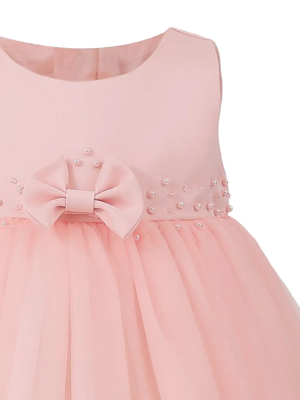 Tulleen Ovarelle avondjurk met strikdetail Roze
