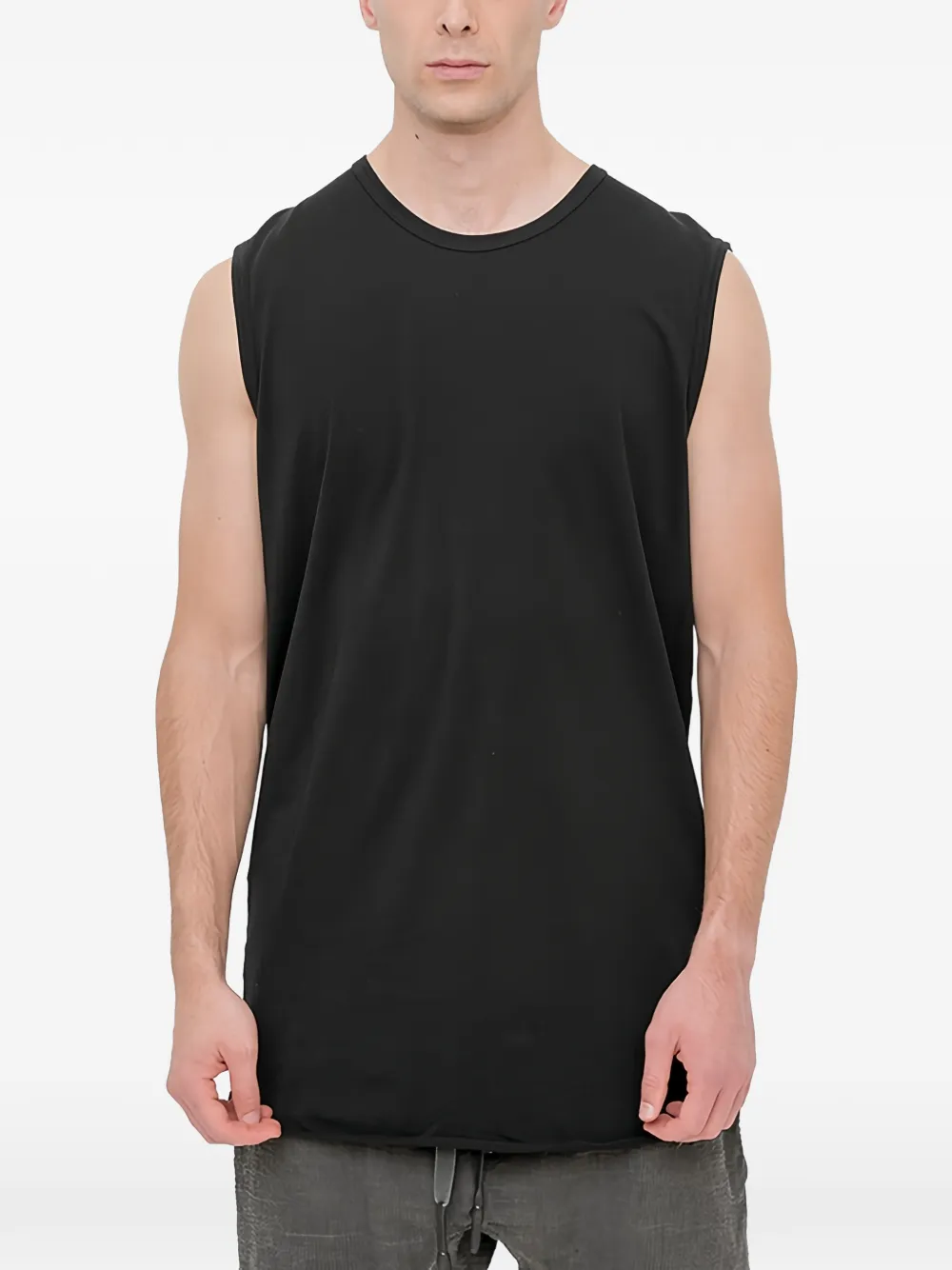 69 BY ISAAC SELLAM leather-trimmed sleeveless t-shirt - Schwarz