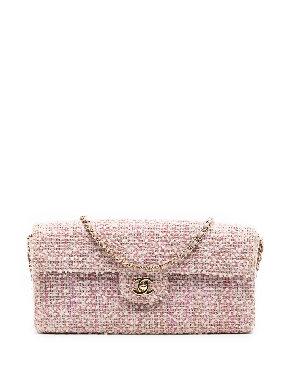 CHANEL Pre-Owned 2003-2004 CC Tweed East West Flap shoulder bag - Rosa