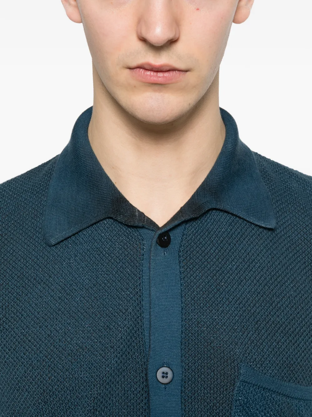 Avant Toi Overhemd met zak en knoop Blauw