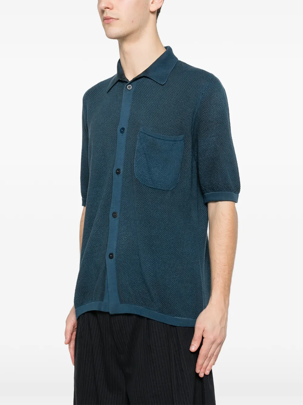 Avant Toi Overhemd met zak en knoop Blauw