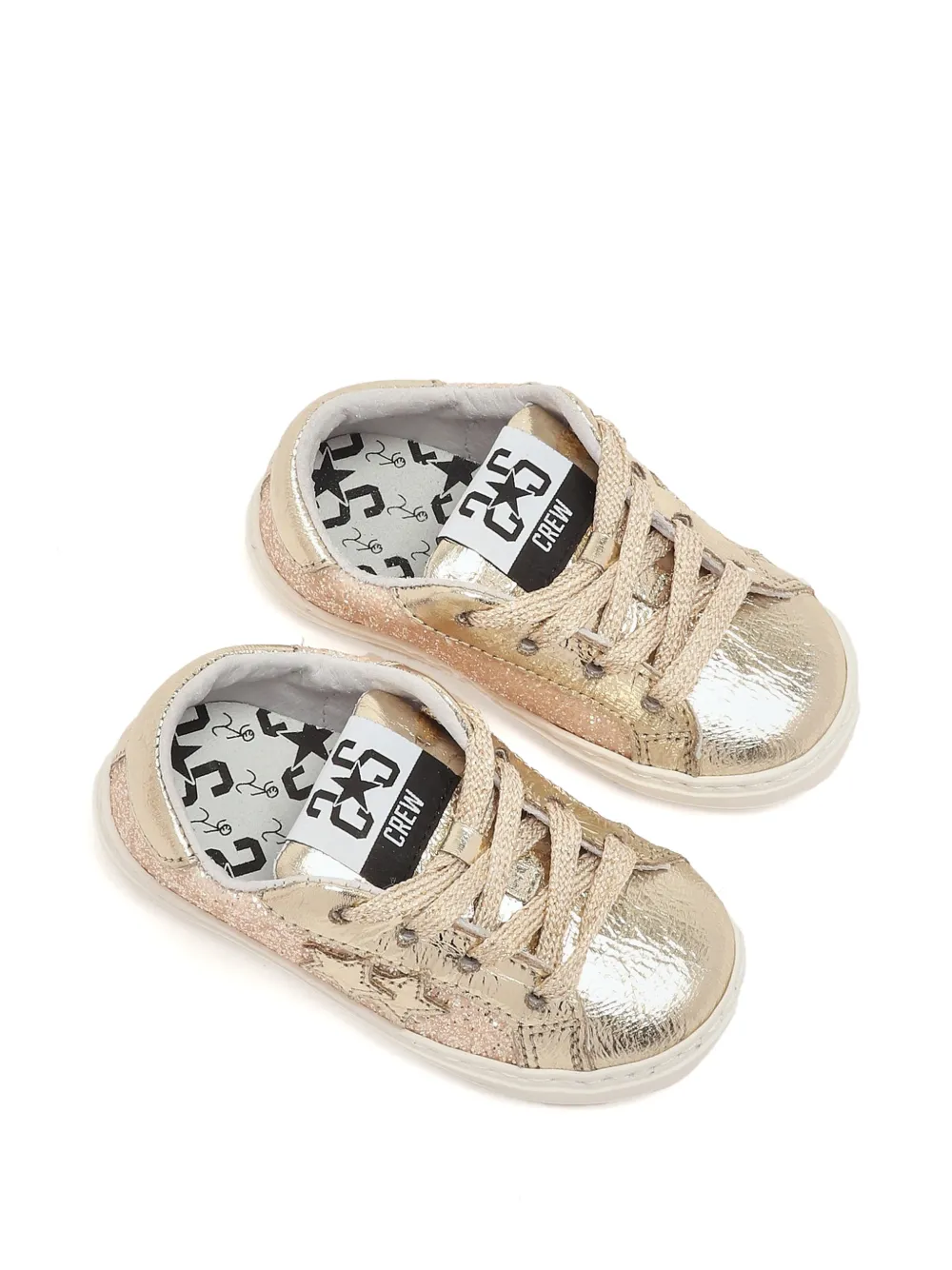 2 Star Kids Sneakers verfraaid met glitter Goud