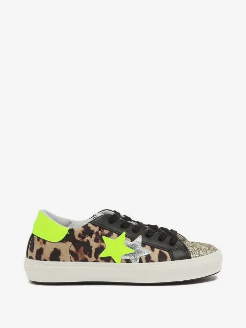 2 Star Kids tenis con estampado de leopardo