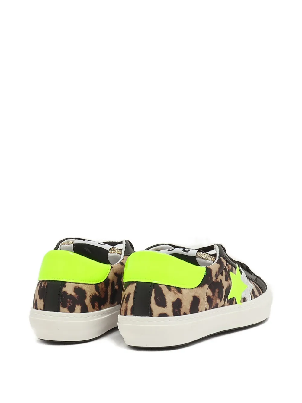2 Star Kids Sneakers met luipaardprint Zwart