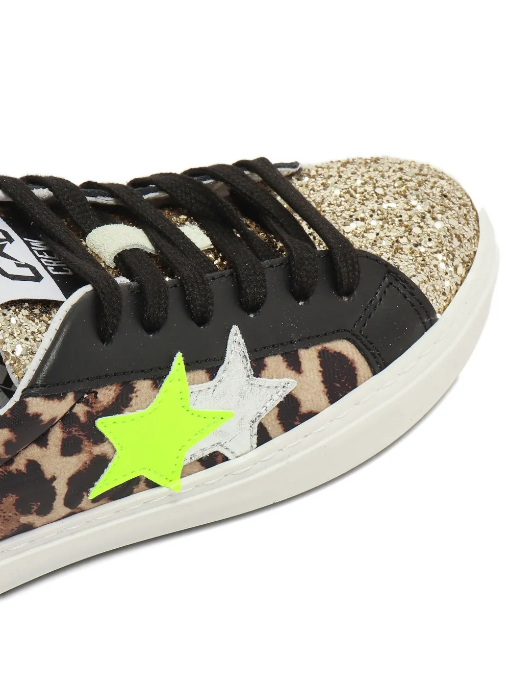 2 Star Kids Sneakers met luipaardprint Zwart