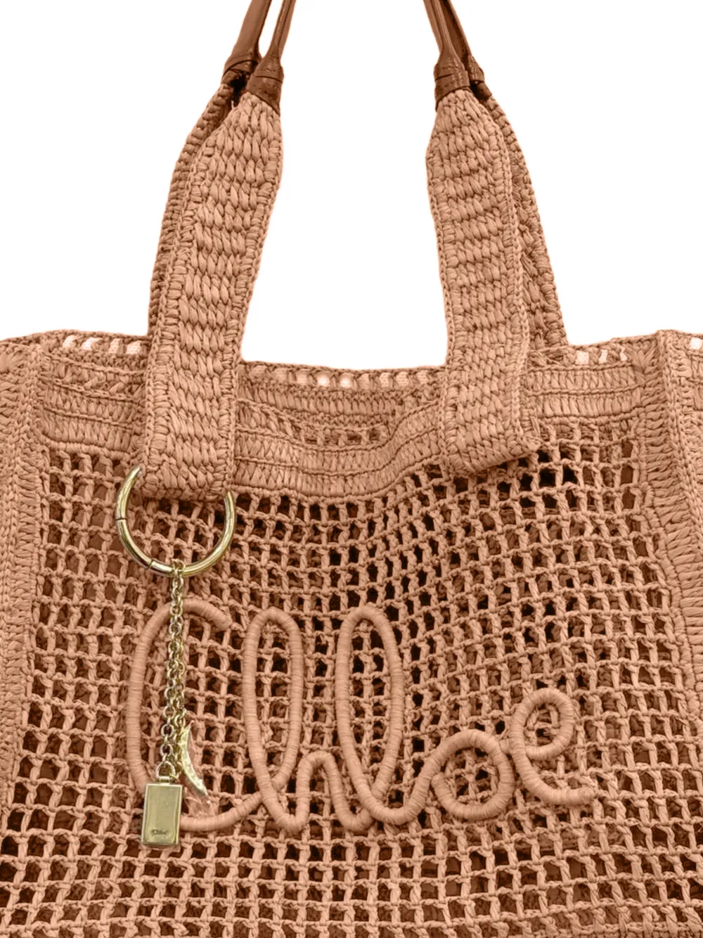  Chloé Logo Charm Tote Bag - Pink 