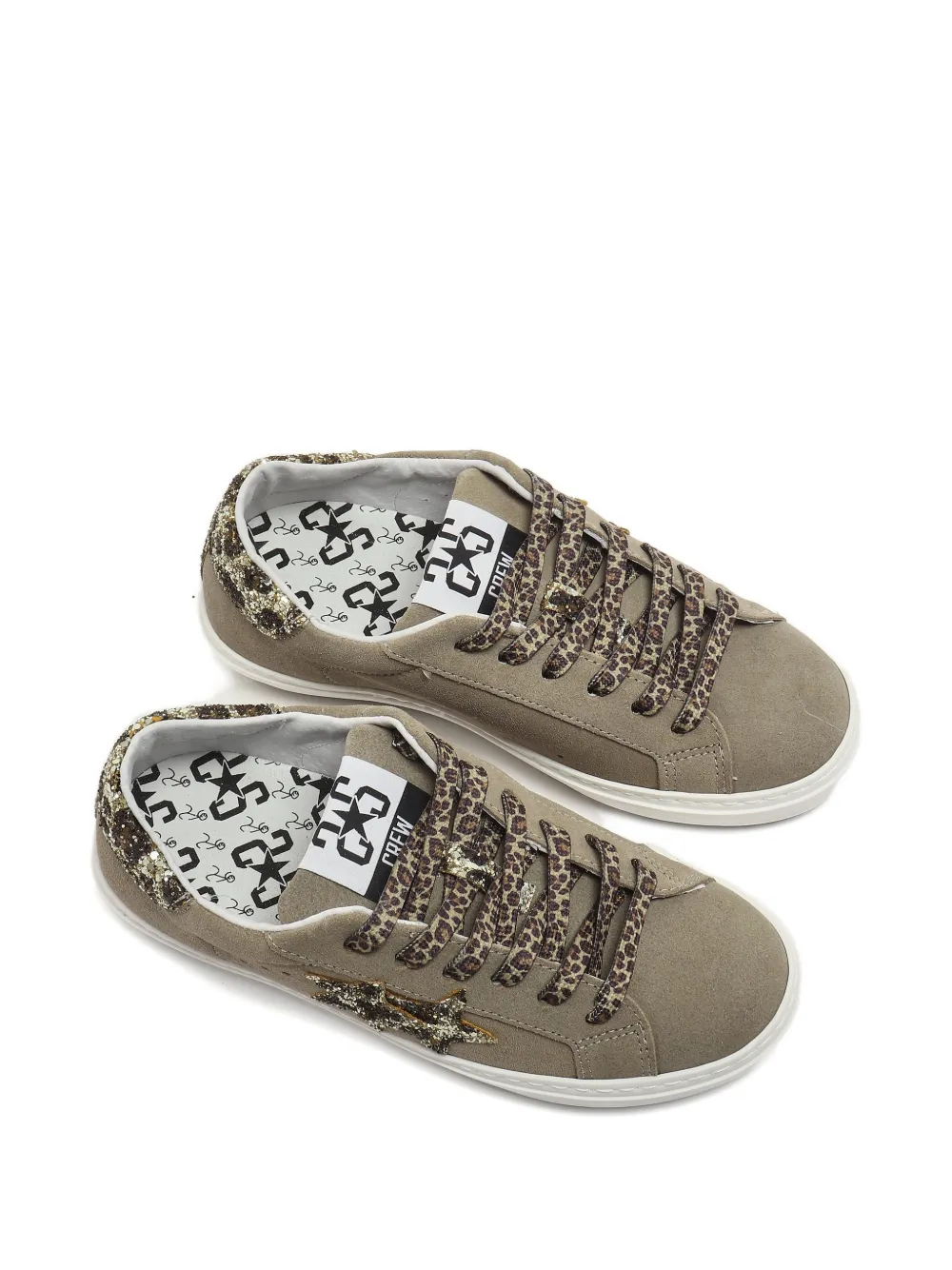 2 Star Kids Sneakers met ster applicatie Beige