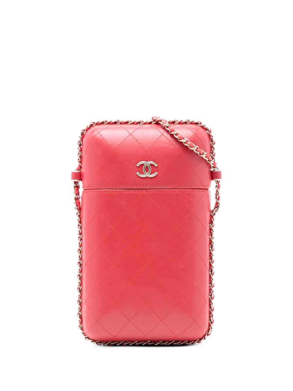 CHANEL Pre-Owned 2018 CC Quilted Lambskin Chain Around Phone Holder crossbody bag - Rosso
