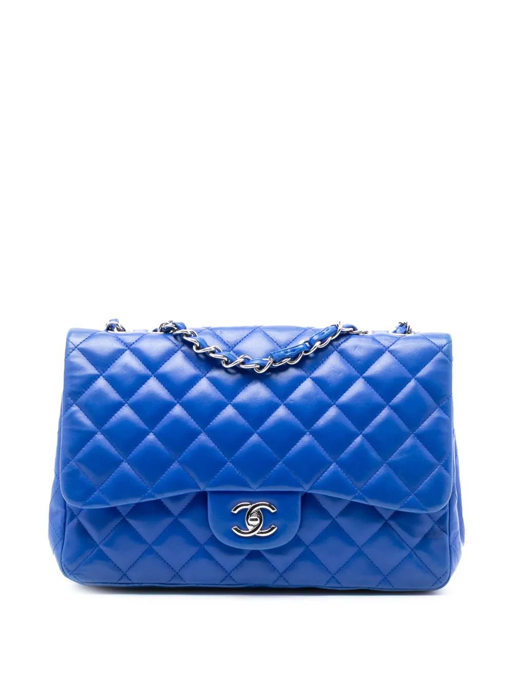 CHANEL Pre-Owned 2009-2010 Jumbo Classic Lambskin Single Flap shoulder bag - Blu