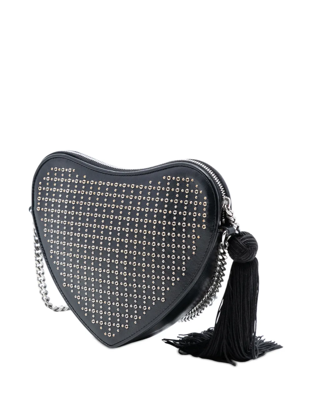 2018 Studded Calfskin Sac Coeur Heart Tassel Crossbody Bag