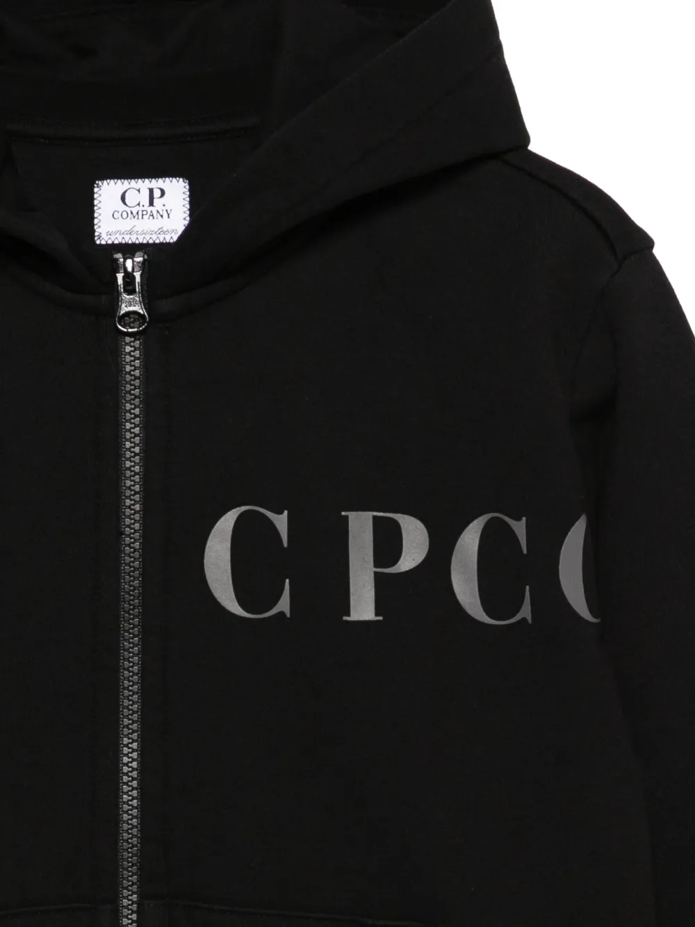 C.P. Company Kids Hoodie met rits Zwart