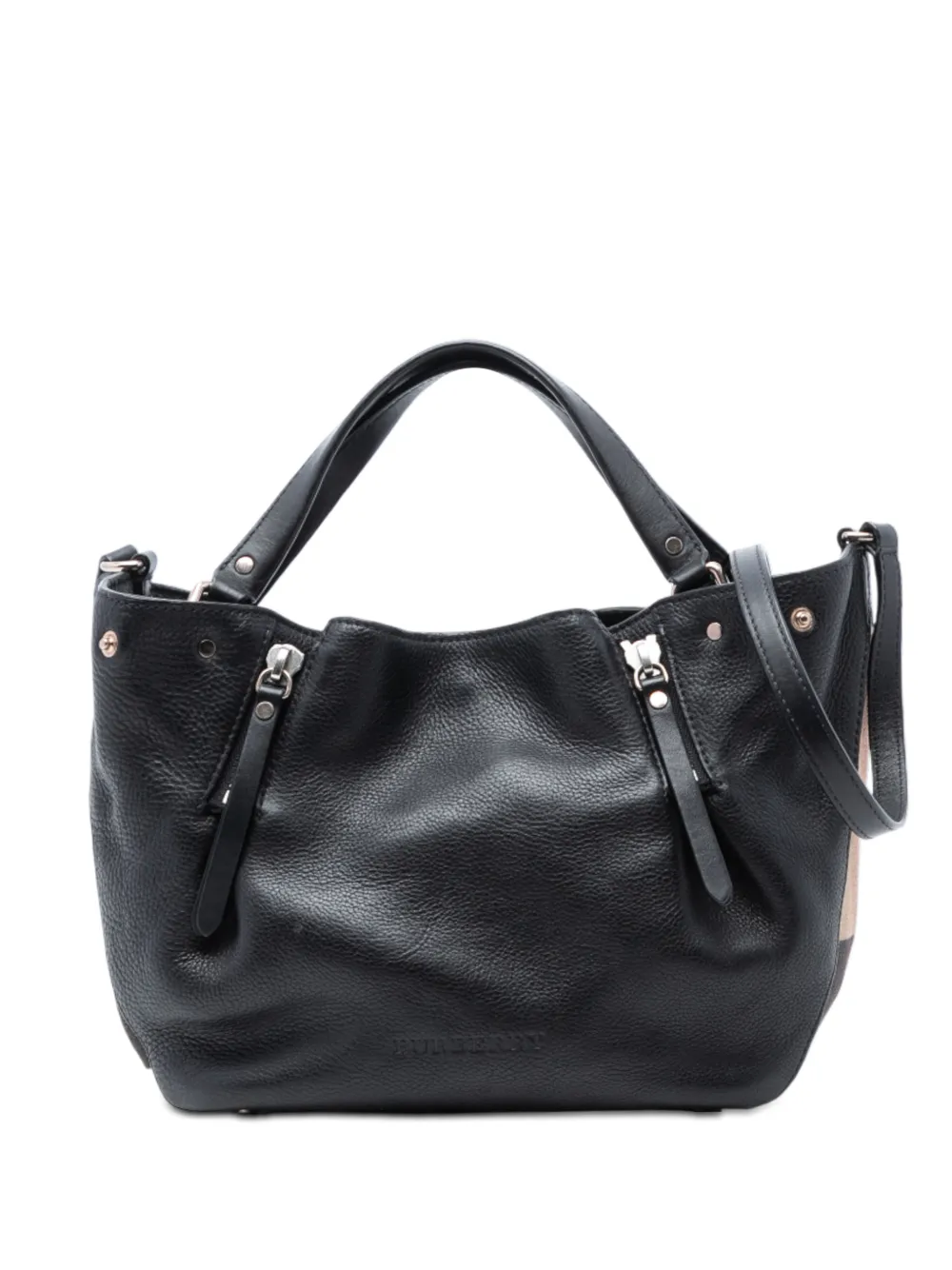 Burberry Pre-Owned 2000-2017 Small Leather and House Check Canvas Maidstone satchel - Nero