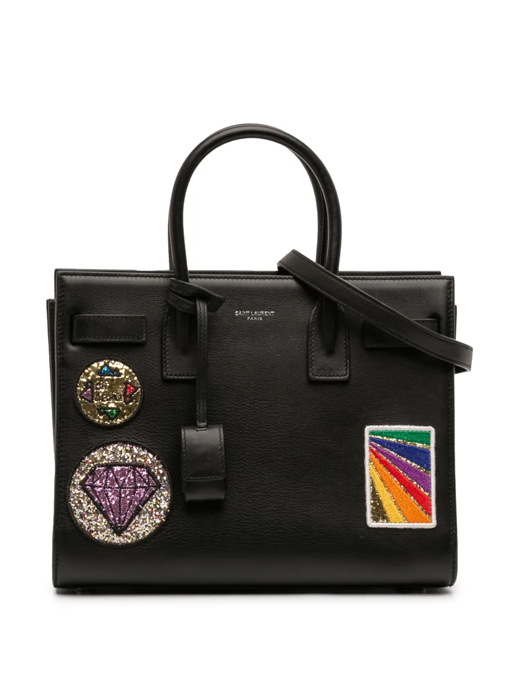 Saint Laurent Pre-Owned 2016 Baby Leather Patch Embellished Sac De Jour satchel - Nero